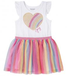 Juicy Couture Little Girls White Embellished Rainbow Heart Dress