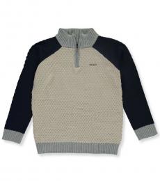 DKNY Boys Oatmeal Cable Zip Collar Sweater