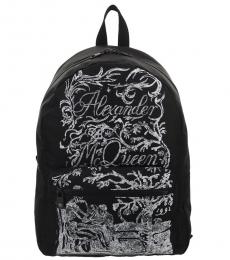 Alexander McQueen Black Logo Large Backpack