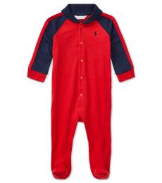 Ralph Lauren Baby Boys Red Shawl-Collar Coverall