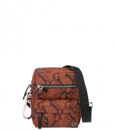 Just Cavalli Orange Printed Mini Crossbody Bag