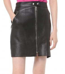 Black Leather Moto Skirt