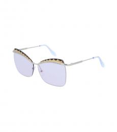 Alexander McQueen Silver-Black Cat Eye Sunglasses