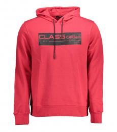Cavalli Class Red Logo Print Long Sleeves Hoodie