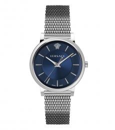 Versace Silver Blue Dial Watch