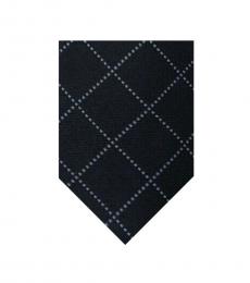 DKNY Black Desaturated Check Grid Skinny Tie