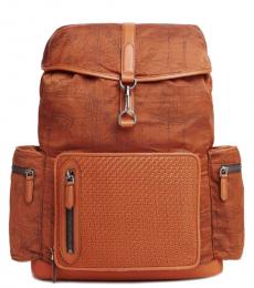 Brown Printed Large Backpack