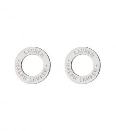 Ralph Lauren Silver Logo Ring Stud Earrings