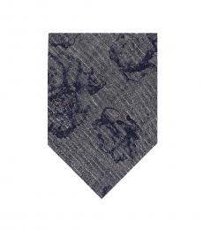 Navy Blue Floral Slim Tie