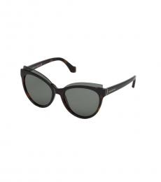 Balenciaga Havana-Black Cat Eye Sunglasses