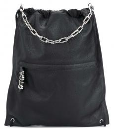 Black Solid Large Backpack