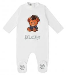 Philipp Plein Baby Boys White Printed Front Romper