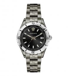 Versace Silver Black Dial Watch