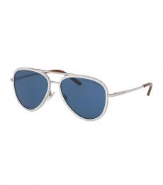 Blue Silver Aviator Sunglasses