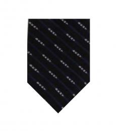 DKNY Black-Navy Slim Logo Silk Tie