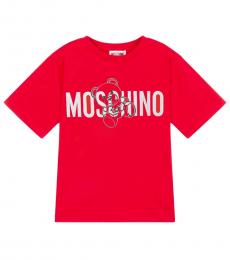 Moschino Little Girls Red Logo T-Shirt