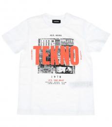 Diesel Little Boys White Graphic Print T-Shirt