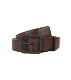 Bottega Veneta Brown Burgundy Patterned Leather belt
