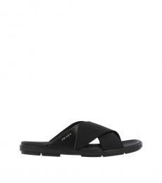 Prada Black Crisscross Strap Slippers