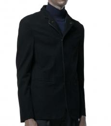 Emporio Armani Navy Blue Mandarin Collar Jacket