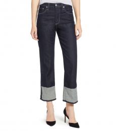 AG Adriano Goldschmied Blue High Rise Cuff Crop Jeans