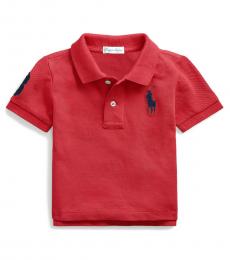 Ralph Lauren Baby Boys Sunrise Red Mesh Polo