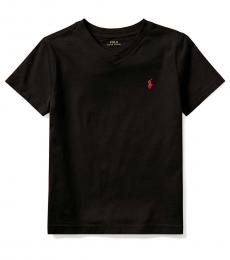 Ralph Lauren Little Boys Black V-Neck T-Shirt