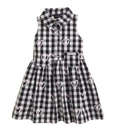 Calvin Klein Little Girls Black Gingham Heart Dress
