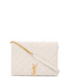 Saint Laurent Cream Becky Medium Shoulder Bag