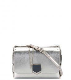 Jimmy Choo Silver Lockett Small Shoulder Bag