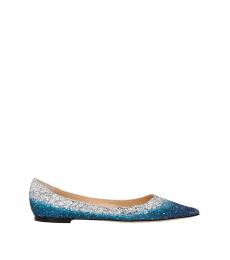 Jimmy Choo Light Blue Love Glitter Ballerinas