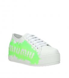White Fluo Green Side Logo Sneakers