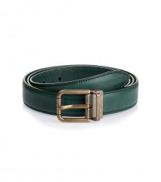 Dolce & Gabbana Dark Green Gold Buckle Belt