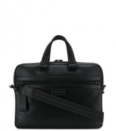 Bottega Veneta Black Textured Large Briefcase Bag
