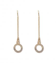 DKNY Golden Crystal Circle Threader Earrings