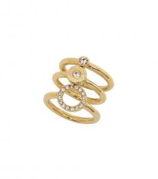 Golden Open Circle Halo Ring Set