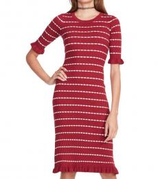 Red Ruffle Midi Sweater Dress
