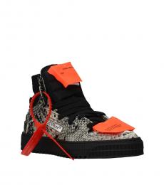 Off-White Grey Snake Print High Top Sneakers