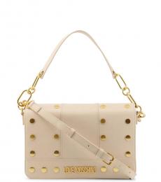 Love Moschino White Studded Small Shoulder Bag