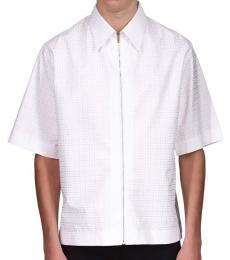 White Short Sleeve Zip Shirt