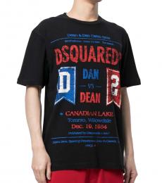 Dsquared2 Black Vintage Effect Printed Stud Fit T-Shirt