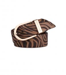 Michael Kors Brown Reversible Zebra Belt