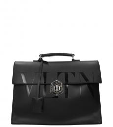 Valentino Garavani Black Logo Large Briefcase Bag