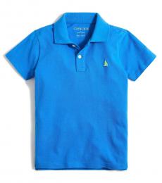 J.Crew Boys Cerulean Pique Embroidered Polo