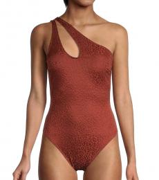BCBGMaxazria Leopard Print One-Shoulder Swimsuit