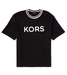 Michael Kors Black Felt Logo Short-Sleeve T