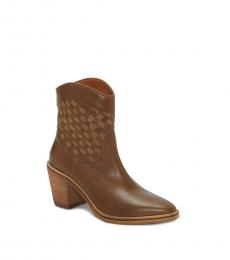 Lucky Brand Brown Woven Shaft Western Boots
