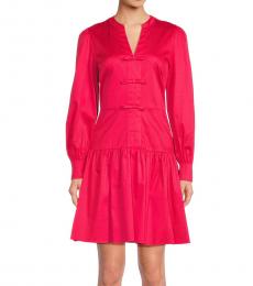 Karl Lagerfeld Pink Splitneck Drop-Waist Minidress
