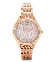 Rose Gold Alloy Crystal Watch