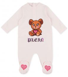 Philipp Plein Baby Girls Pink Logo Embroidered Romper